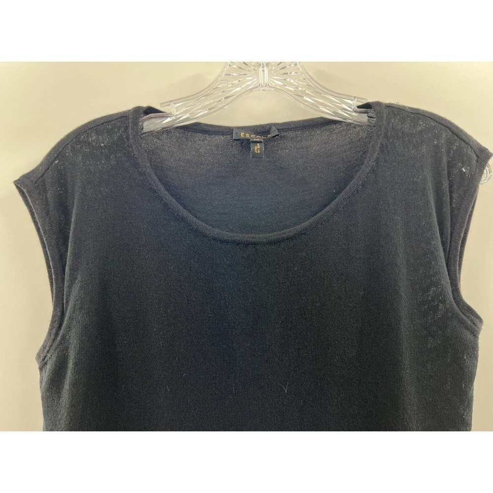 Escada Women’s Sleeveless Lace Sweater Black Wool Silk Cotton Blend Size Medium - Picture 2 of 10